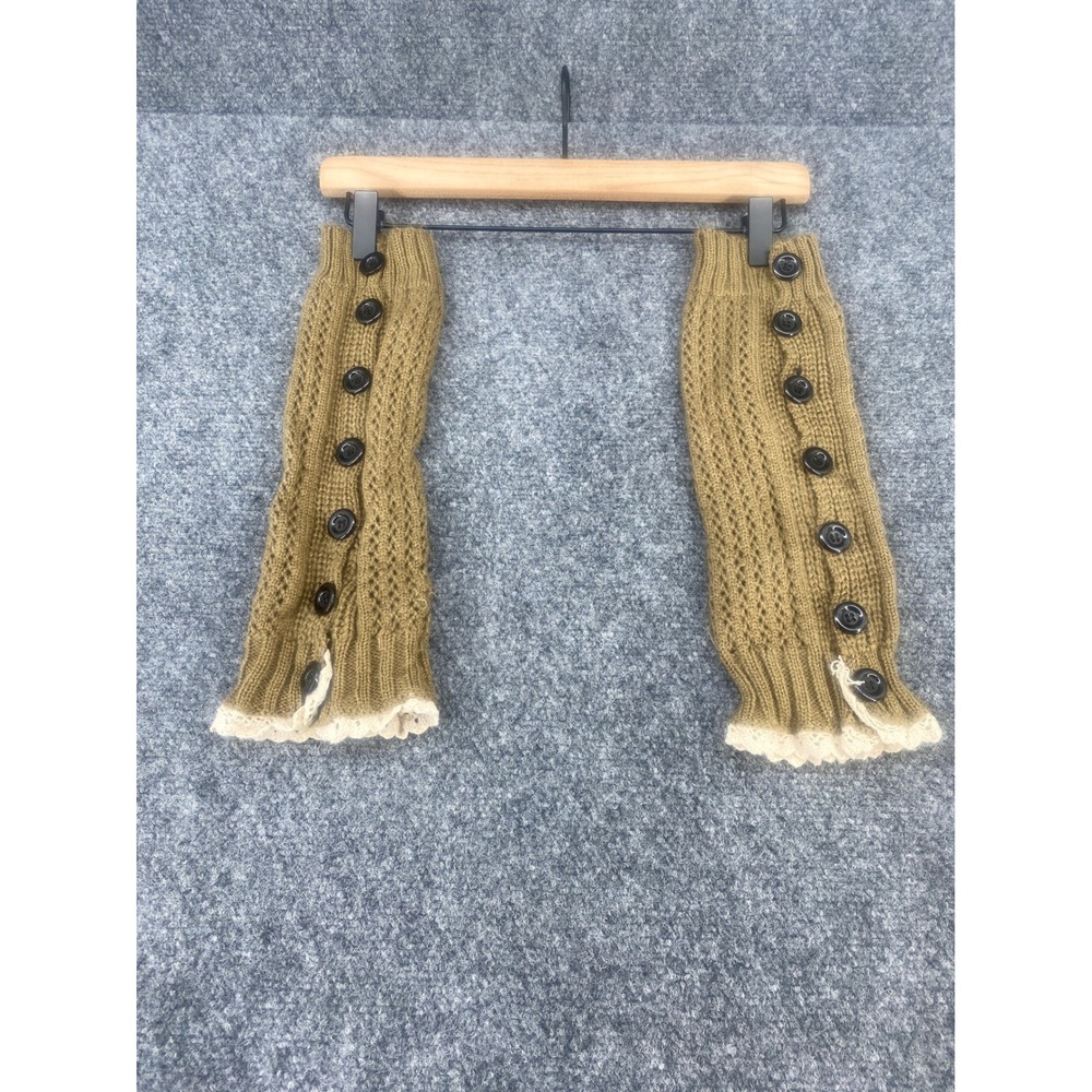 Unbranded Pointelle Knit Leg Warmers Women Brown Lace Button Cottagecore